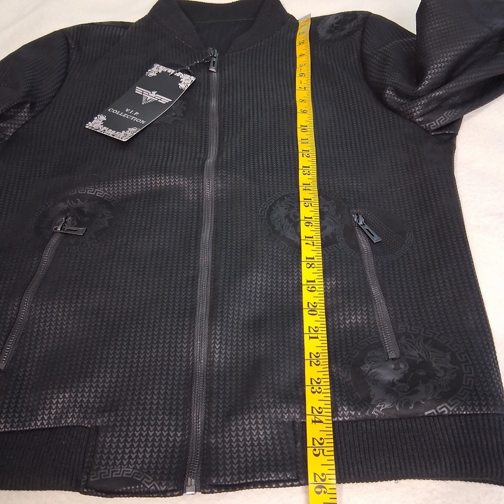 Mens VIP Collection Soft Monochrome Lion Print‎ Bomber Jacket  Medium Streetwear - Picture 3 of 16